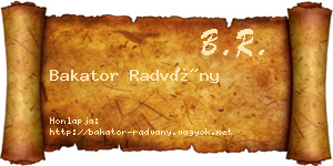Bakator Radvány névjegykártya